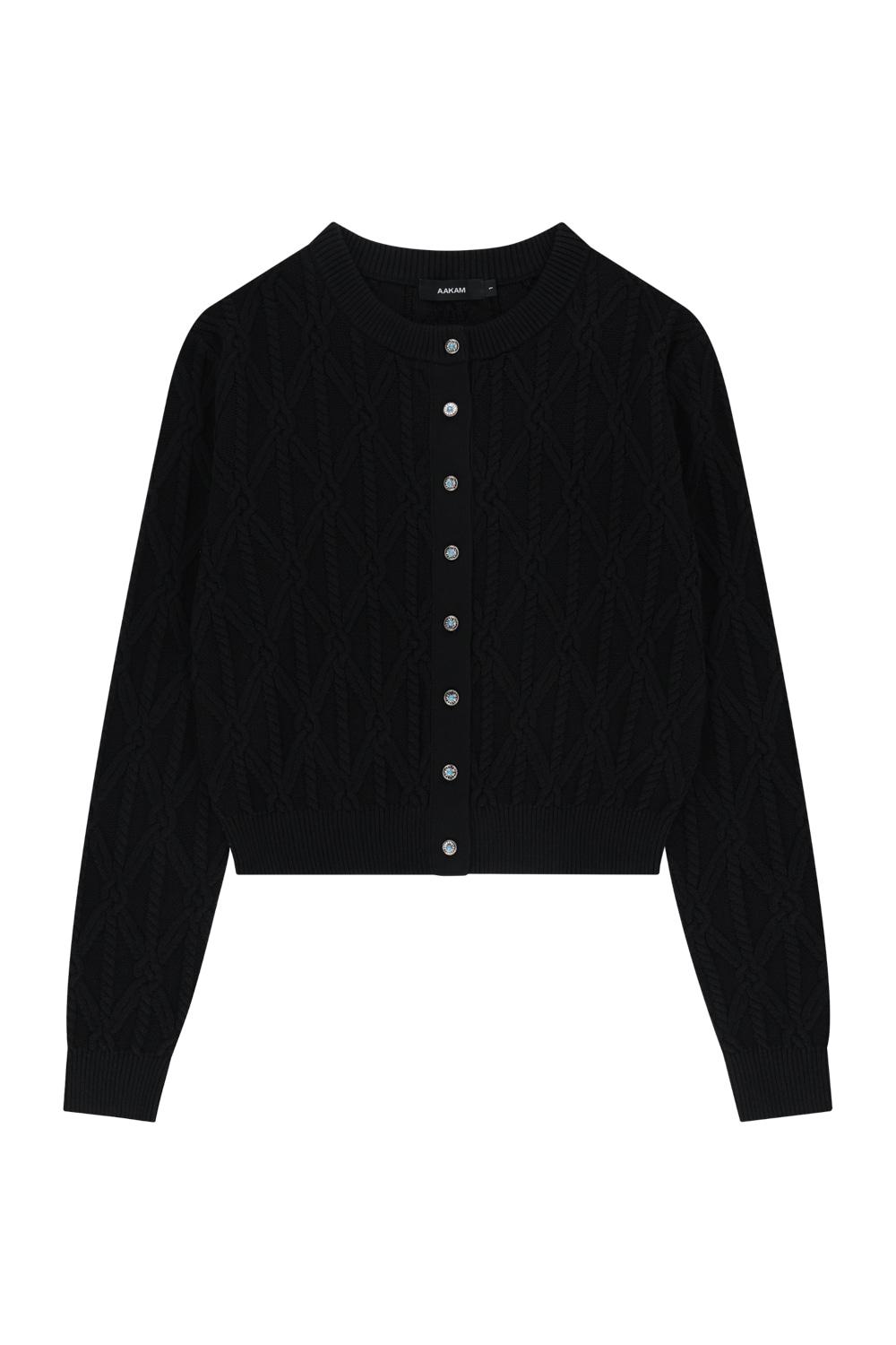 Sun Button Pattern Cardigan (Black)
