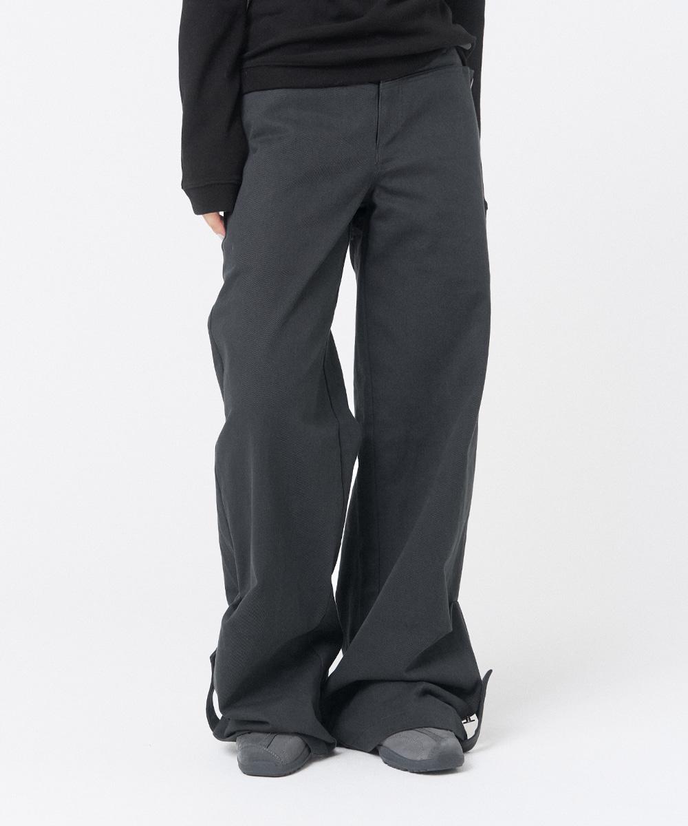 Flap layered wide pants CHARCOAL