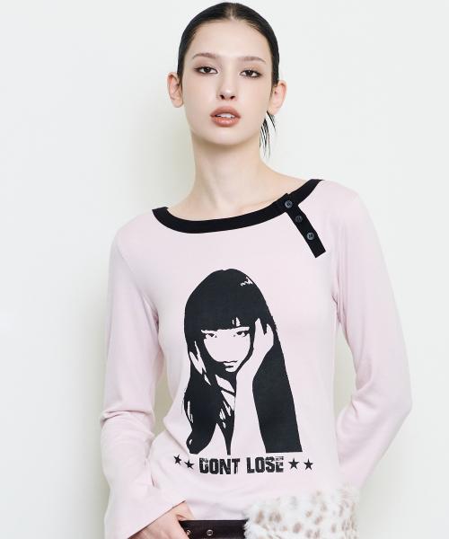EV BUTTON LONG SLEEVE TEE(PINK)