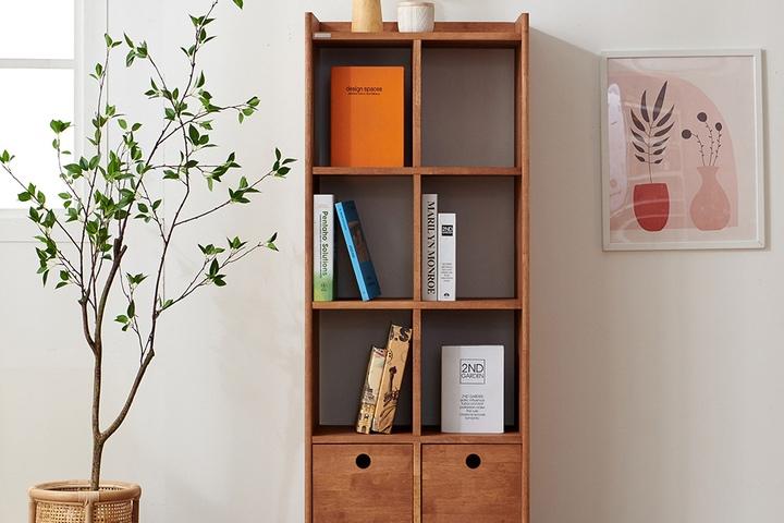 에디터의 서재 원목 서랍형 오픈책장 2x4_J106