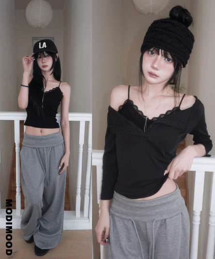 [말랑패드내장🖤] 란제리코어 데일리 레이스 이너 탑 - 3color