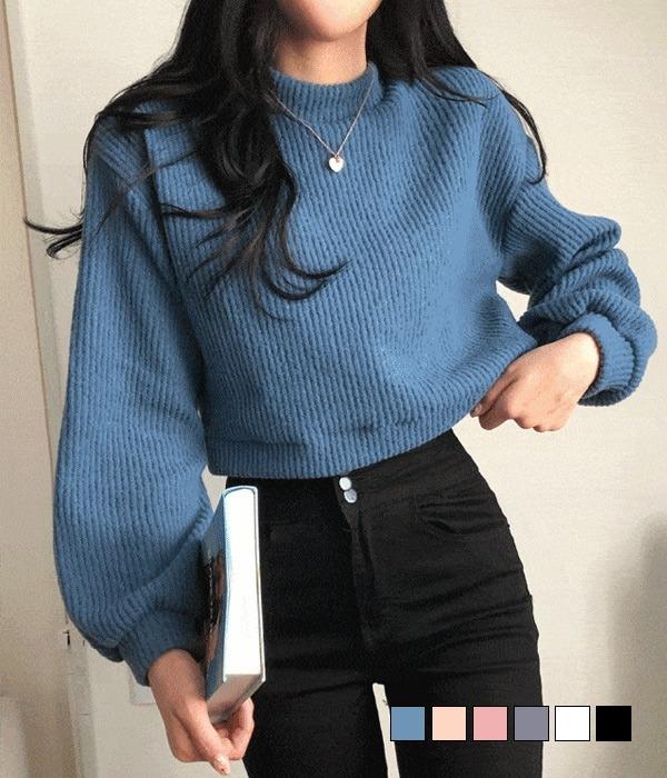 [무료배송] 다다 골지 반폴라 크롭 맨투맨