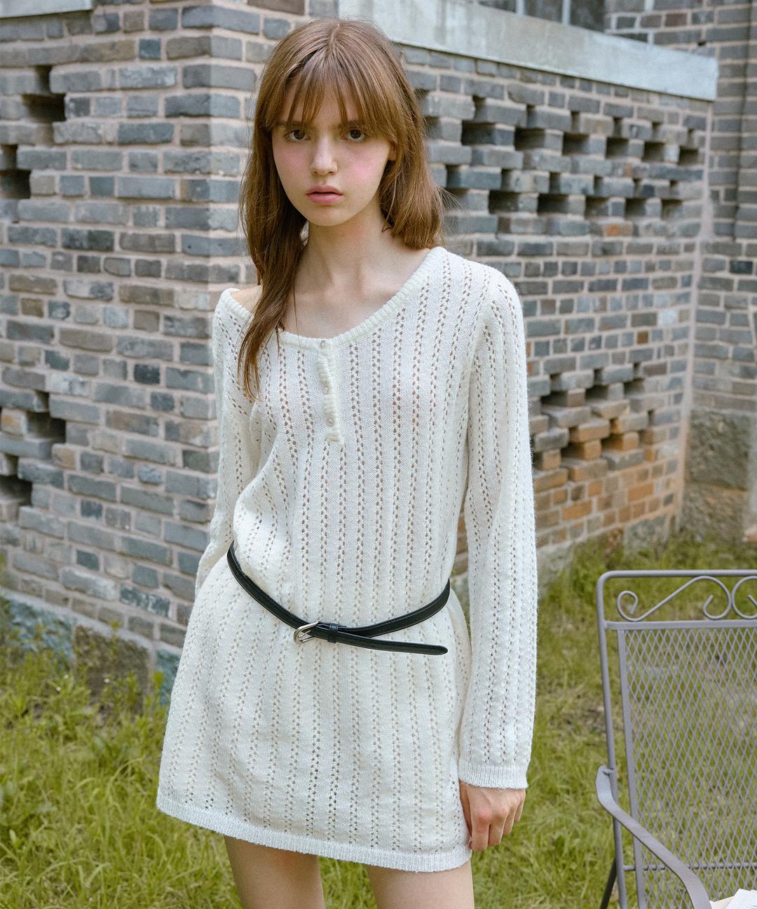 [ Pre-order Coming soon 08.18 11:00am ] Blake Wool Knit Dress ( Ivory )