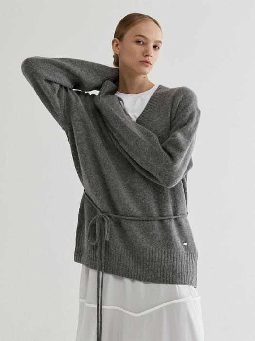 Alpaca V-Neck Sweater Gray
