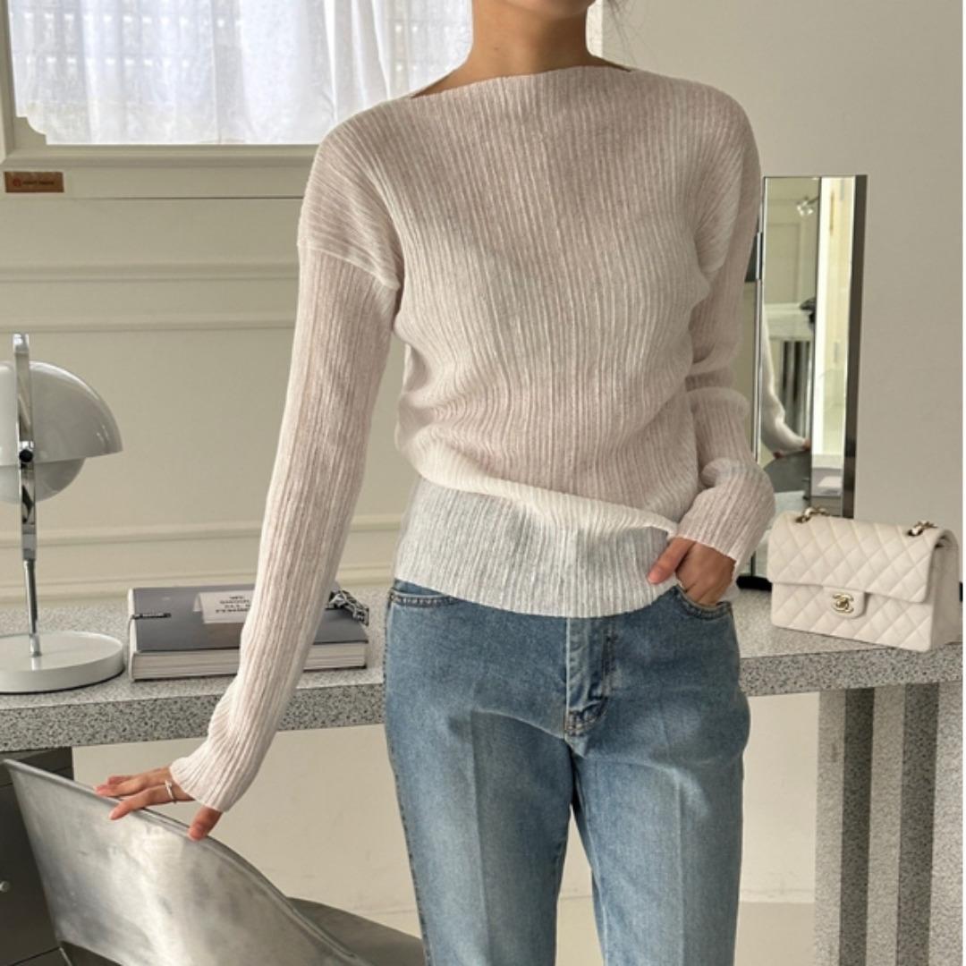 라닉유 언더스탠딩 25FW 뉴 니트 플리츠 긴팔 티셔츠 5컬러