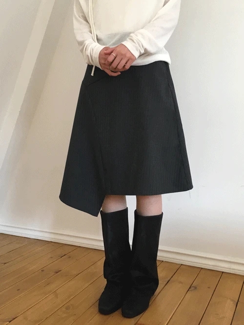 알리 스트라이트 언발 스커트 (2colors)