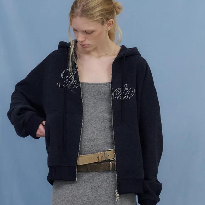 [3rd] Wintering wool hoodie zip-up - navy