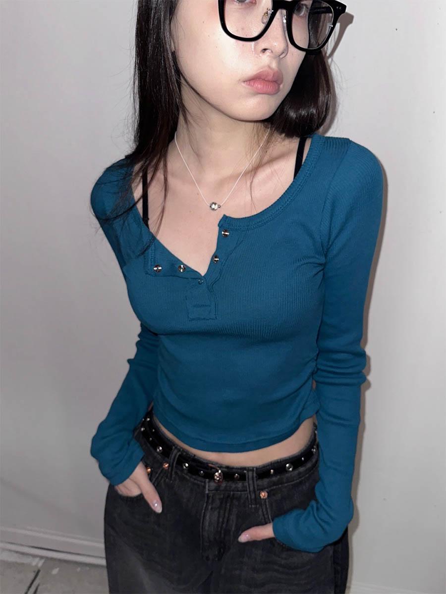 Snap ribbed top (5col)