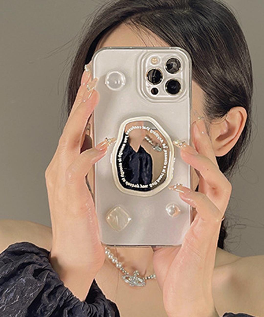 아이폰 투명 자개 진주 파츠 미러 풀커버 심플 감성 거울 하이틴 유니크 실리콘 젤리 커플 우정 핸드폰 휴대폰 애플 폰 케이스 아이폰케이스 X 11 12 13 프로 14 프로맥스