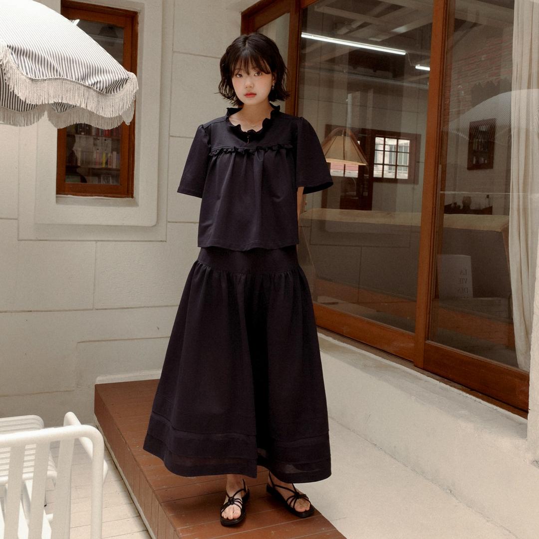 OSU Magnolia Shirred Skirt, black