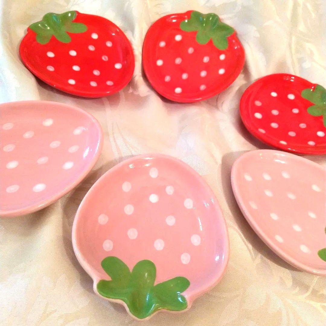 キッズ子供 レトロいちごストロベリーのパーティ小皿 6枚