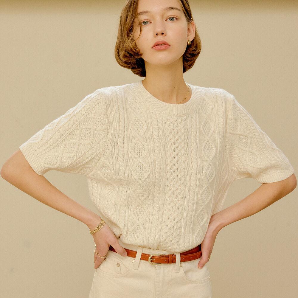 IVORY ROWE CABLE WOOL KNIT