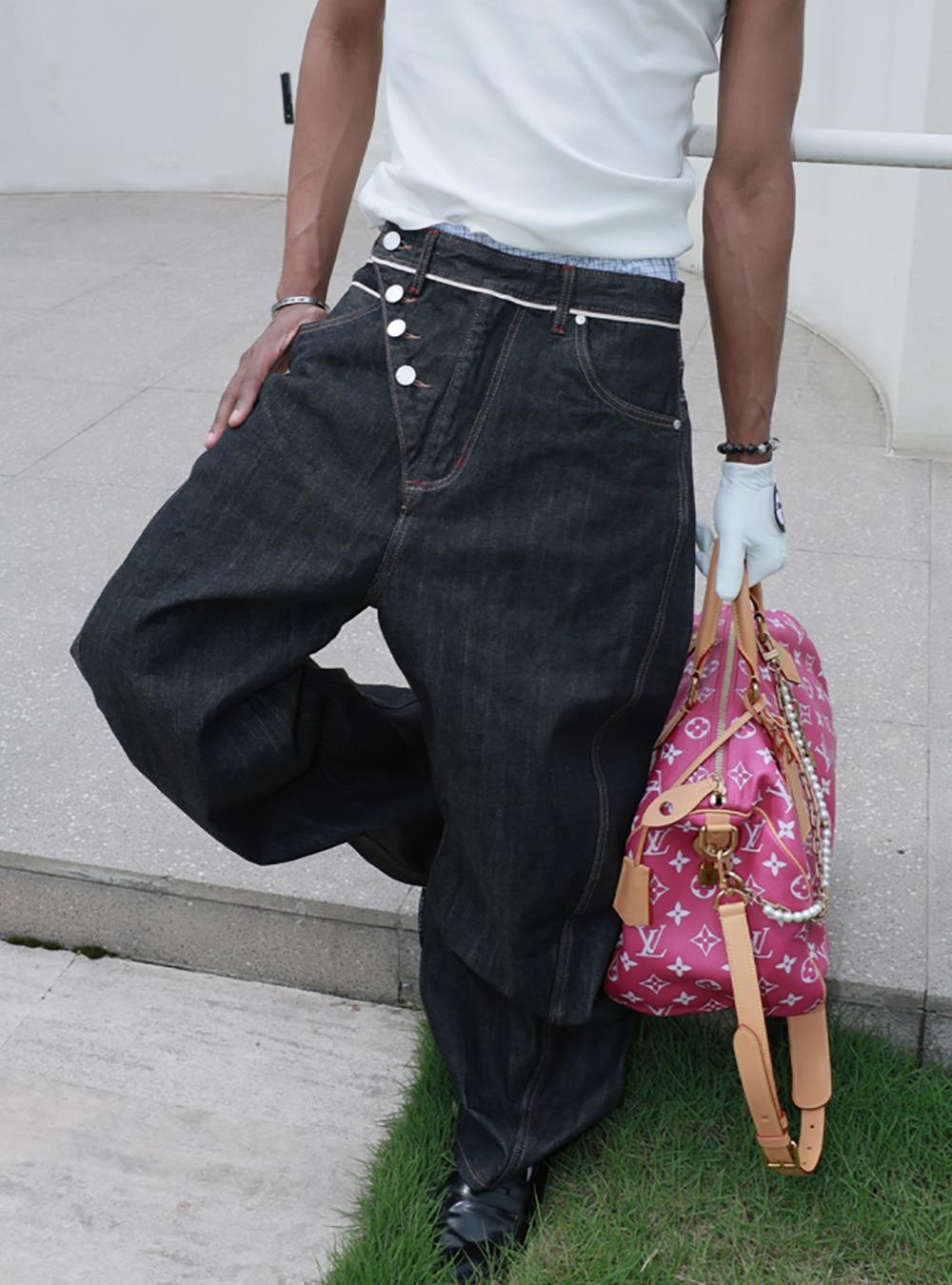 Red Selvage Wide Jeans