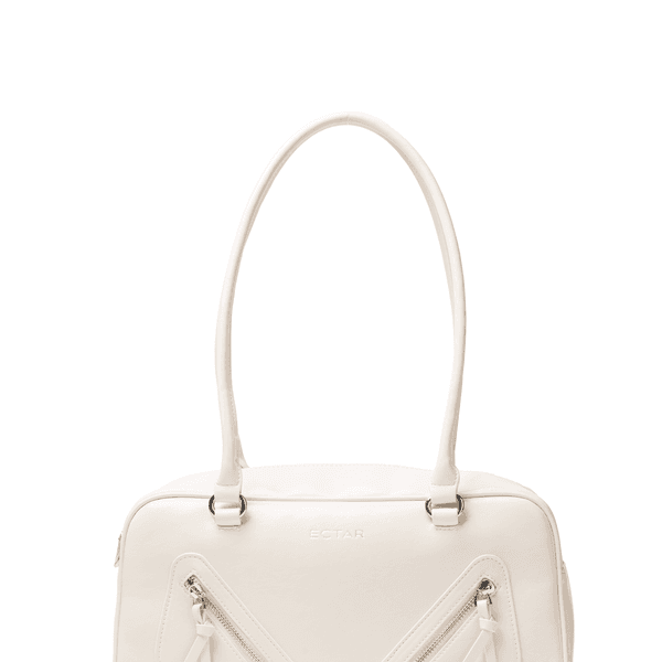 square double zipper shoulder bag - ivory