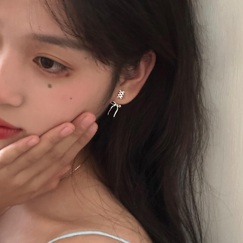 (925실버)투웨이 매듭 리본 드롭 유니크 데일리 귀걸이