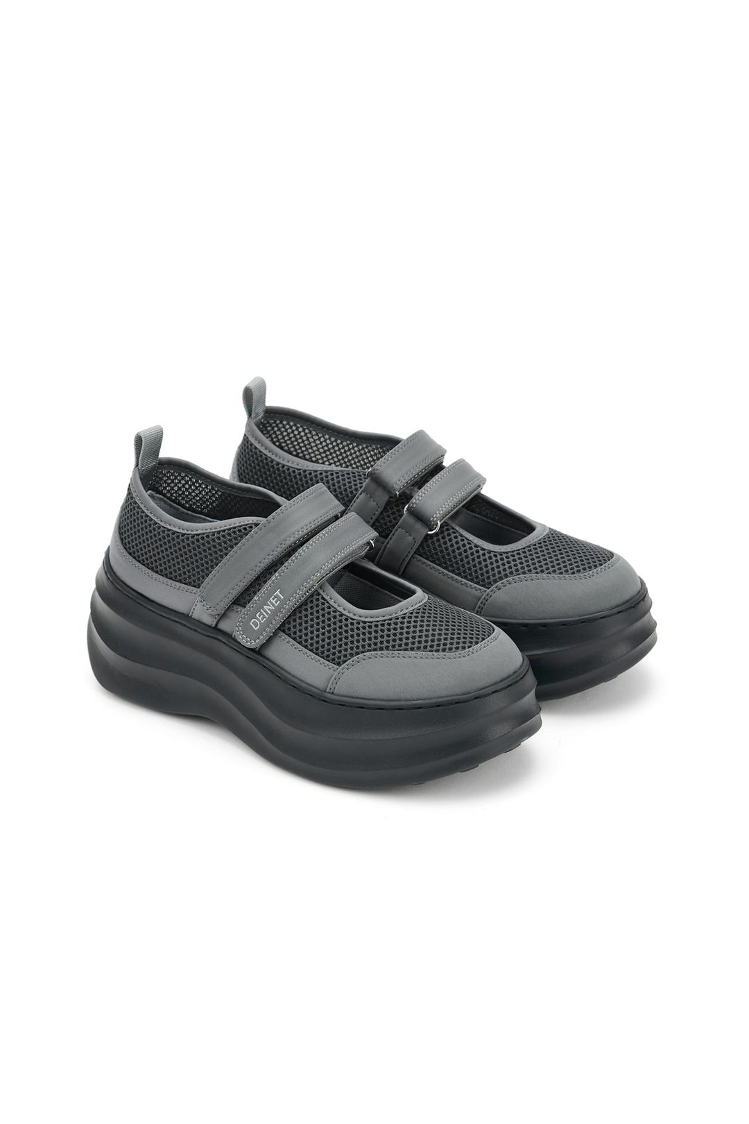 DEINET VELCRO FLATFORM SNEAKERS IN CHARCOAL