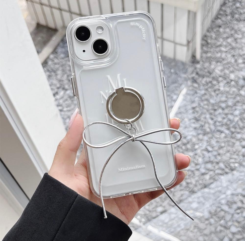 투명 리본타이 실버 키치 아이폰케이스