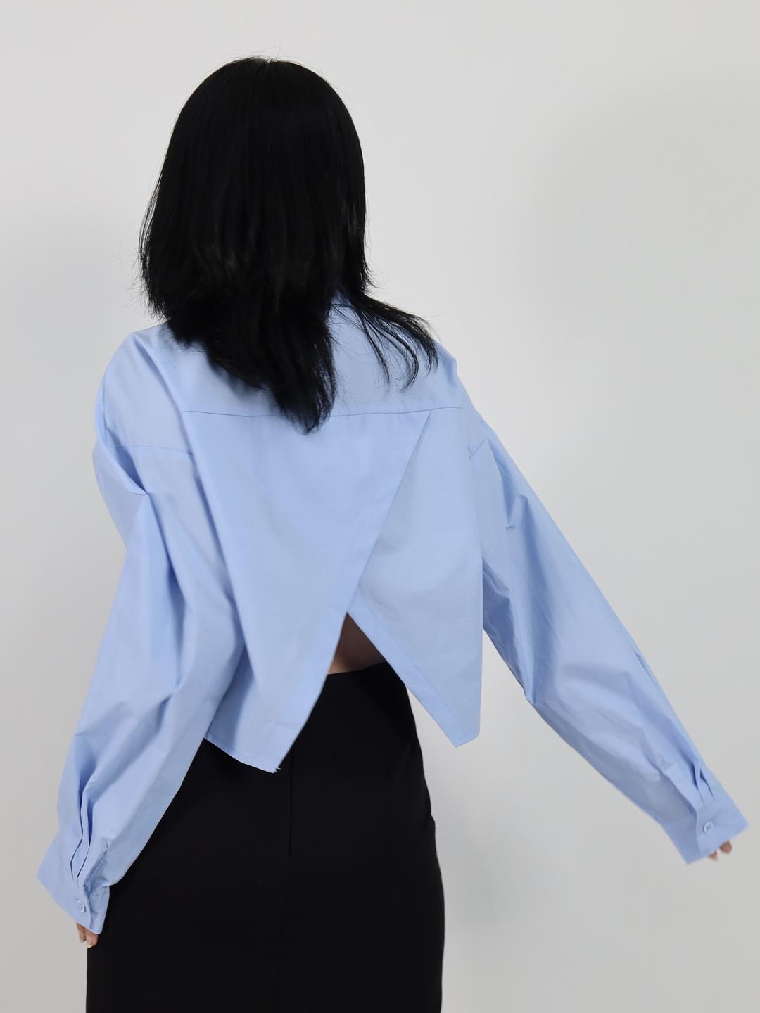 백 슬릿 크롭 셔츠 2color