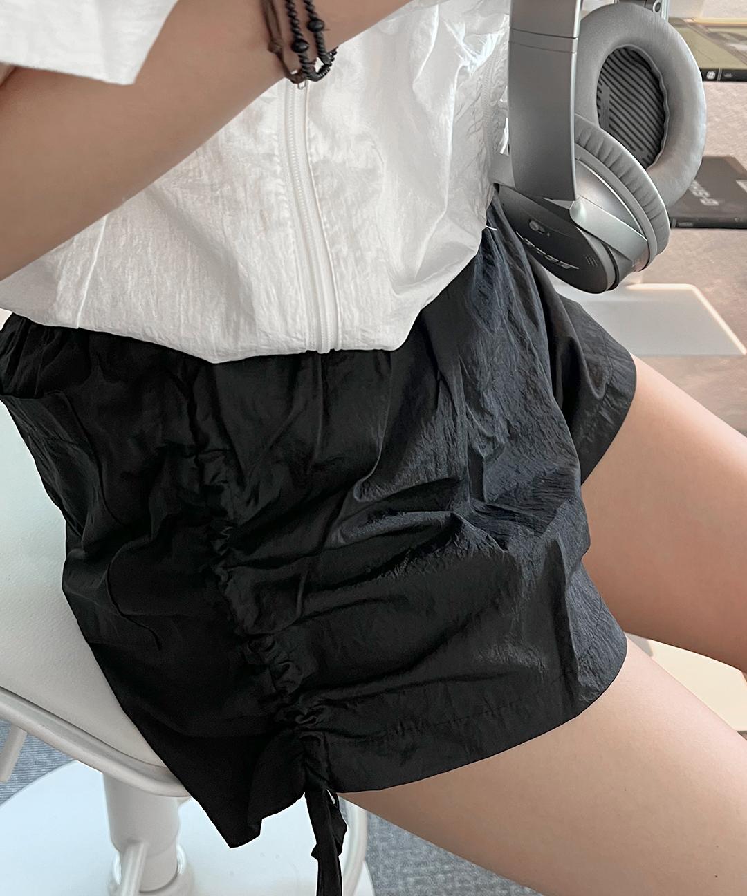 [장마룩] 나일론팬츠 셔링반바지 트레이닝반바지 바스락 고프코어