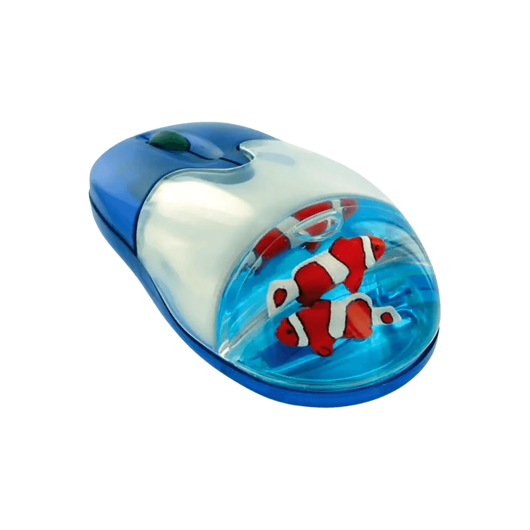 Frutiger Aero Aqua Mouse - Helvetica Aqua Liquid Computer Mouse with Floating Clownfish