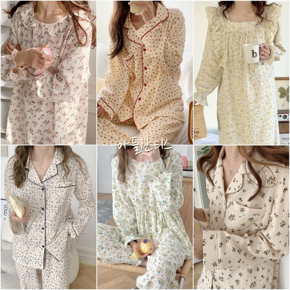 여성 면 원피스 파자마 홈웨어 수면잠옷 공주