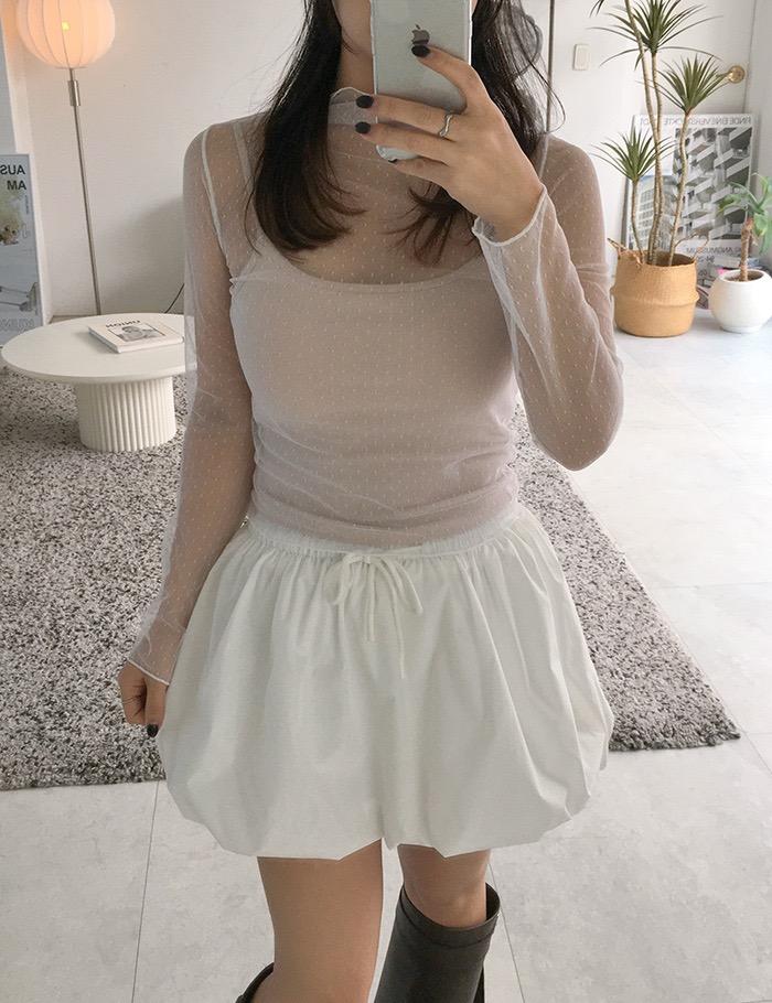 dot pattern lace layered tee