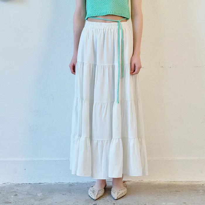 TIERED LONG SKIRT - IVORY
