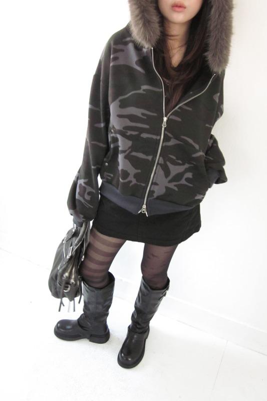 히피디피 기모* camo fur hoodie zip-up (2color)
