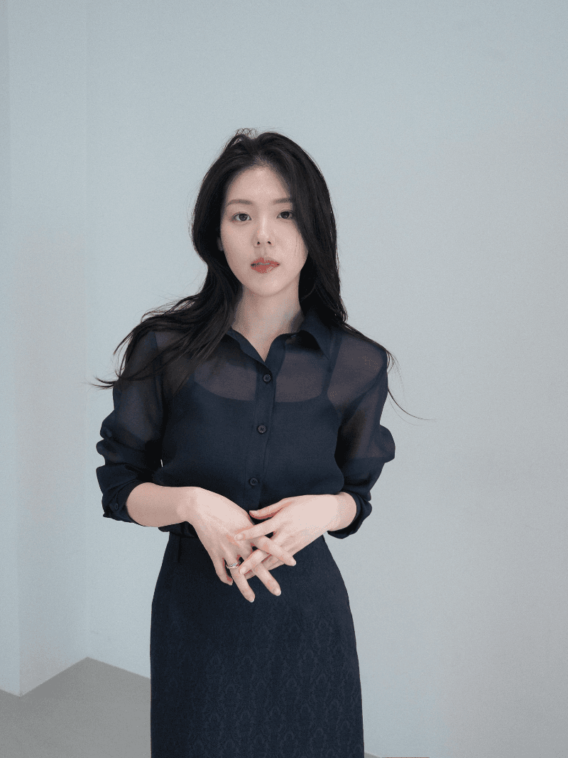 *예약 오더* [NouArté] 글렌 시어 블라우스 셔츠 (네이비)