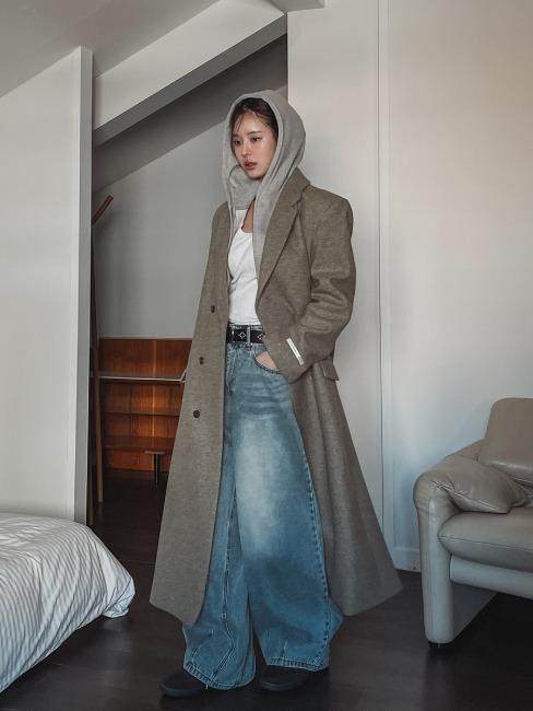 [wool80%] 모리 맥시 울 히든 코트