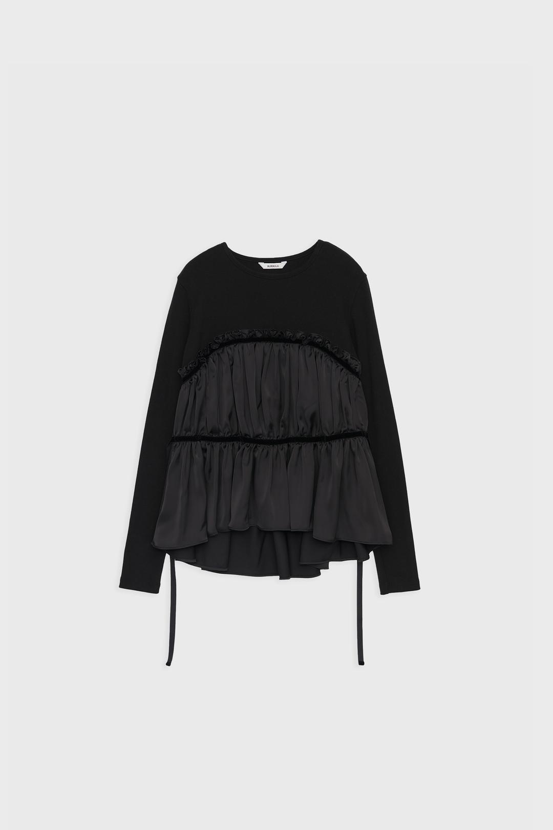RUFFLE LONG SLEEVE TOP (BLACK)