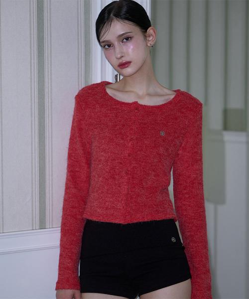 Mohair Round Cardigan [Rose Red]