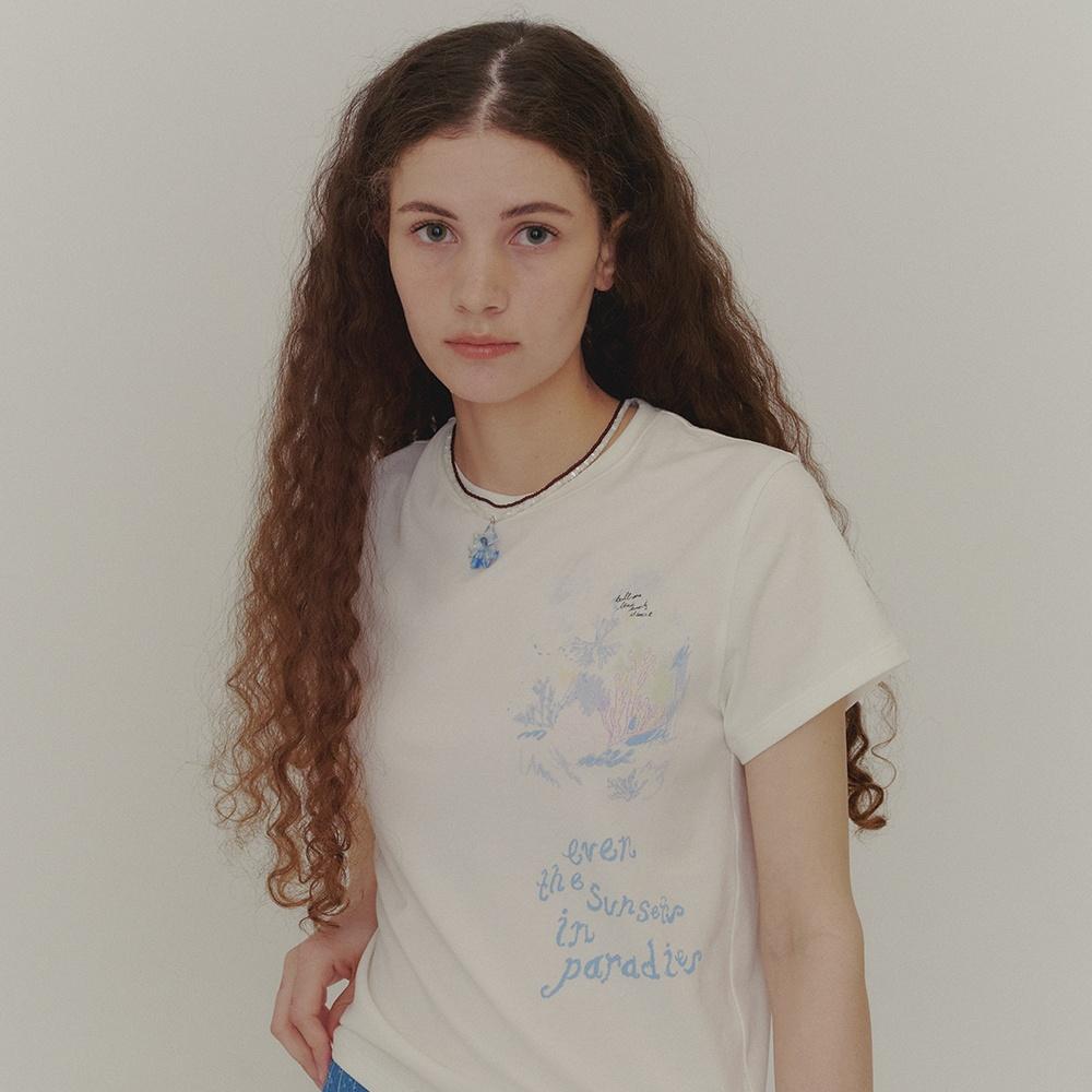 파라다이스 반팔 티셔츠 아이보리