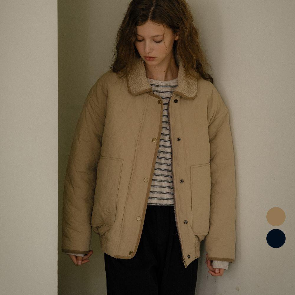 Corduroy line point quilting hunter jumper [TIWT02JP04]_2color