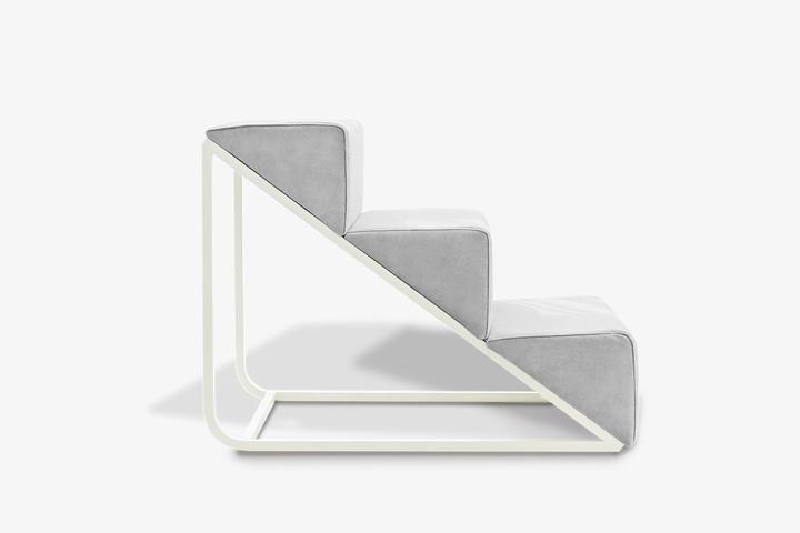 젠트스텝 3단 화이트 프레임, 3가지 색상(패브릭 색상 : 그레이, 인디핑크, 옐로우)