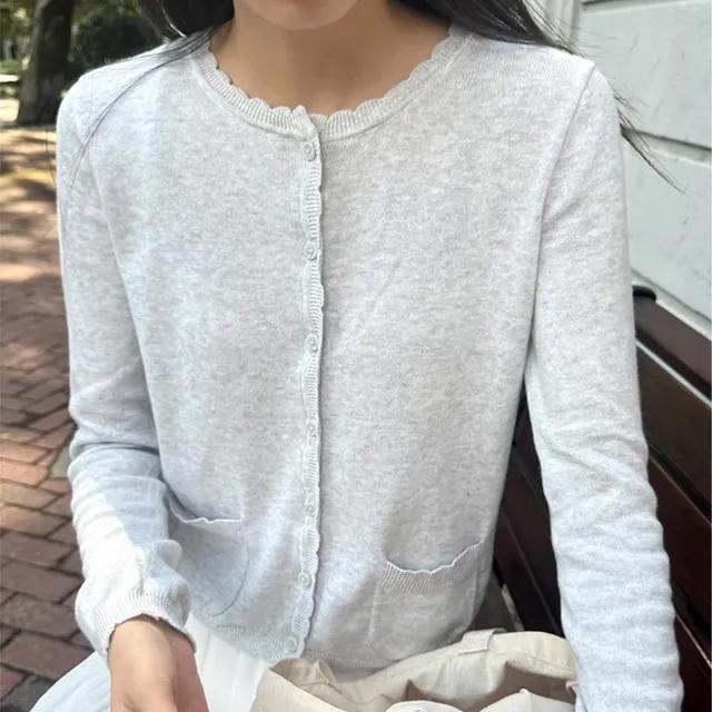 브랜디멜빌 가디건 ZOE 포켓 긴팔 니트 라이트 그레이