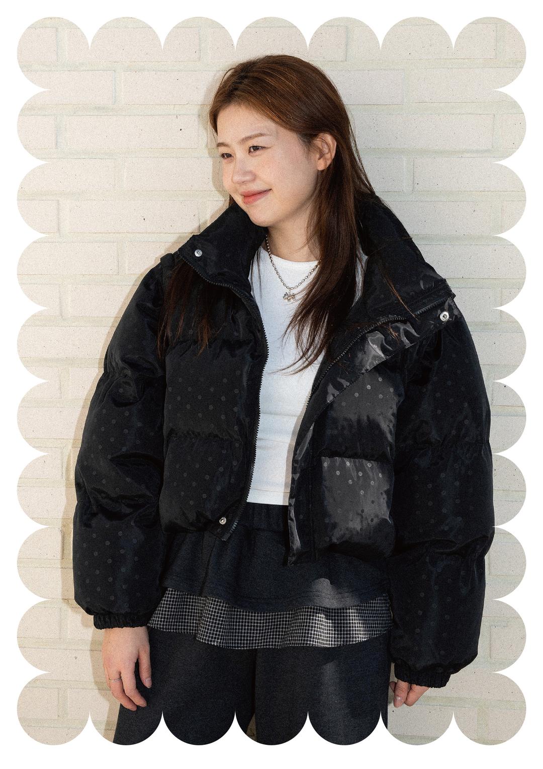 {pattern} dot padded coat
