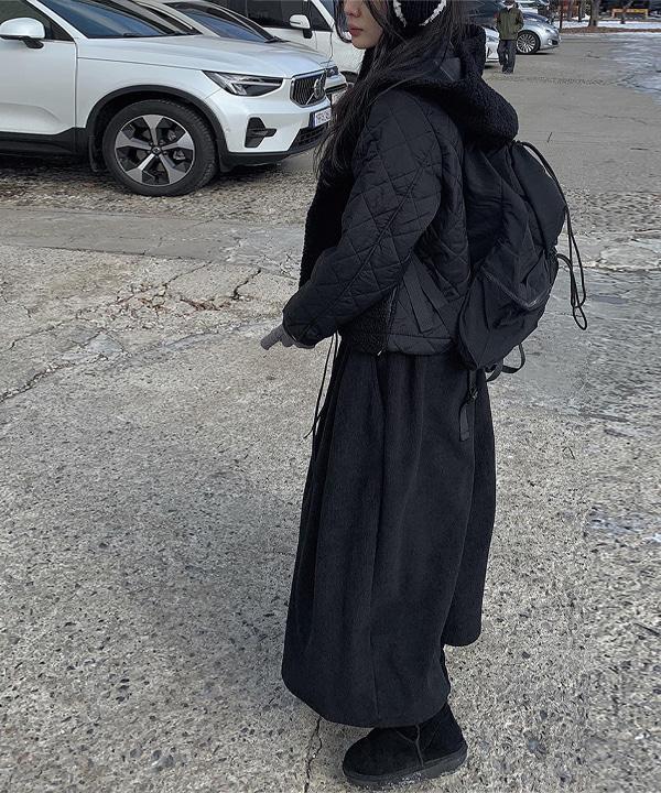 메듀 후드 양털 패딩 점퍼