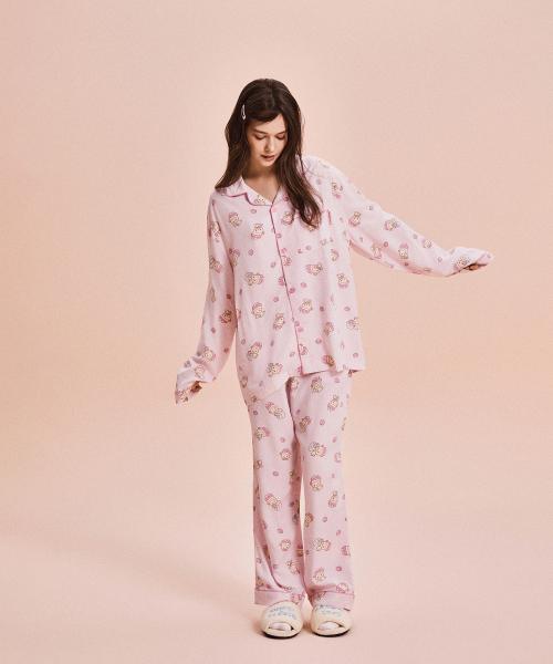 [리락쿠마] 쿠마들의 자유시간 긴팔 파자마(PINK)_SPPPG23U04