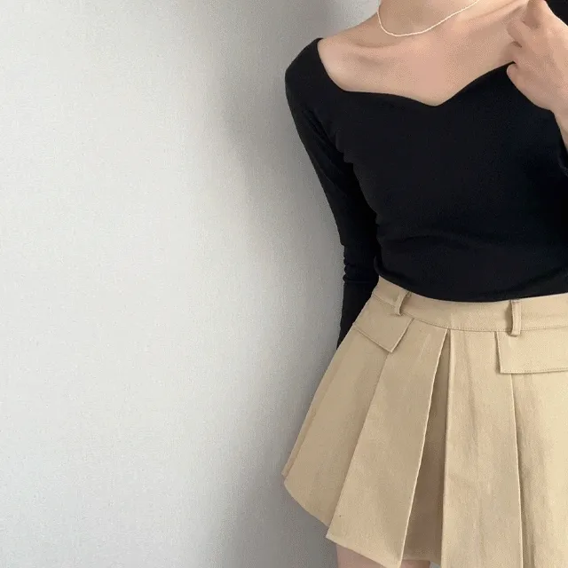 [오엔느](흰,베,핑,검) 빈츠 미니 치마바지 간절기 면 A라인 테니스 주름 카고 스커트