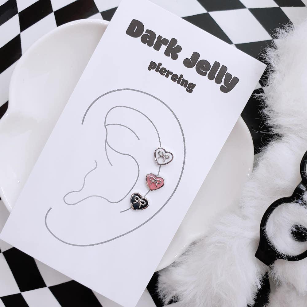 미니 리본디테일 하트피어싱 (3color)