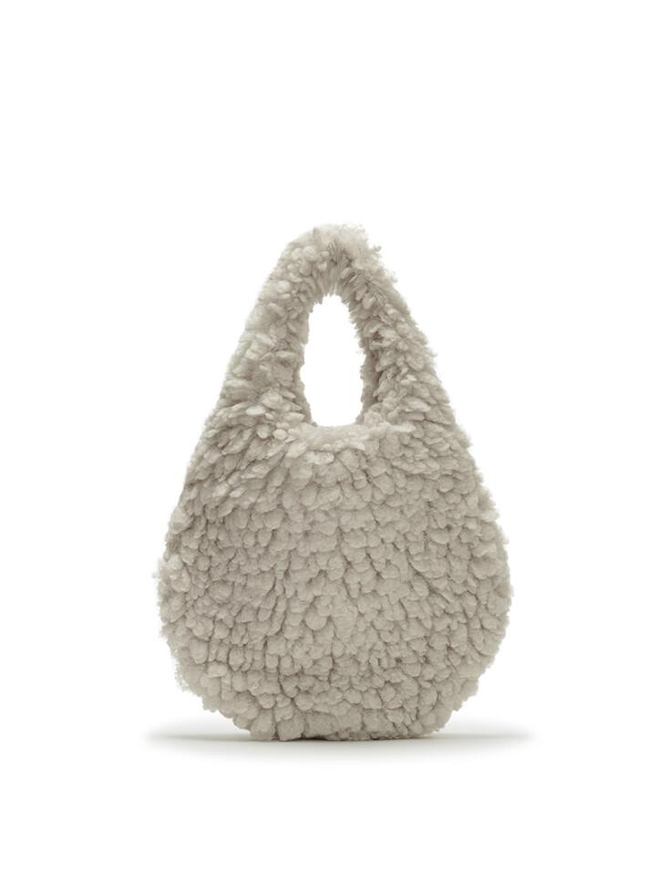 Jumbo fleece hobo bag [Grey beige, Brwon]