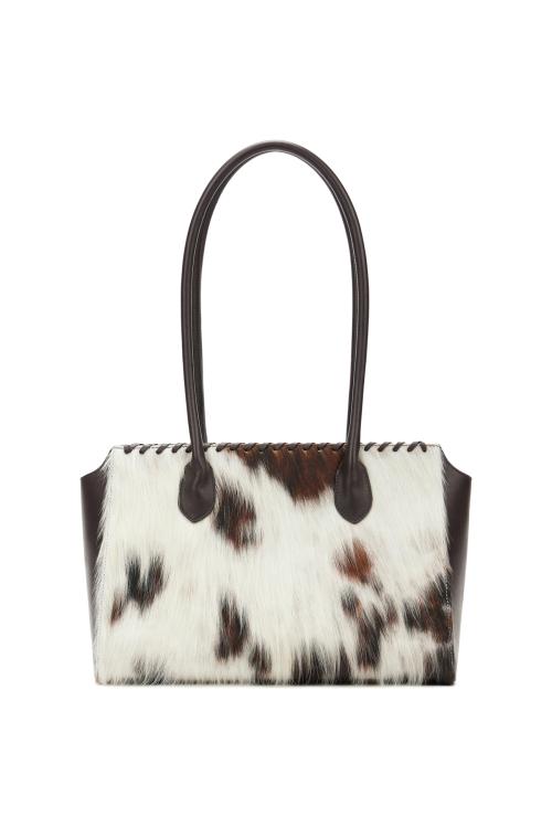 SOFT TOUCH MILK COW TOTE BAG IN BROWN