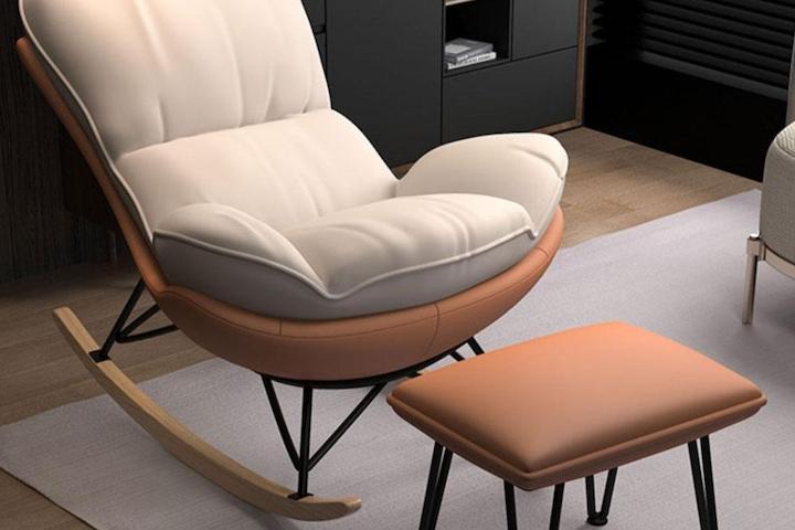 [오늘의딜][해외] 미드센추리 편안한 1인용 리클라이너 흔들의자 (스툴 증정)