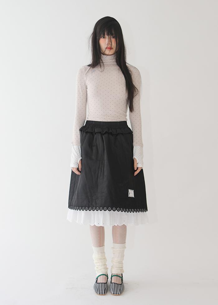 LAYERED LACE PADDED SKIRT BLACK