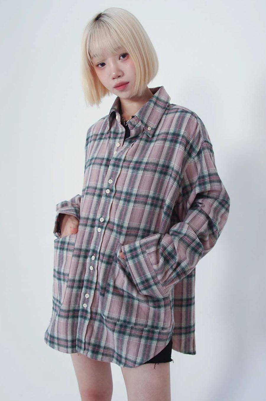 BIG POCKET CHECK SHIRT_PINK