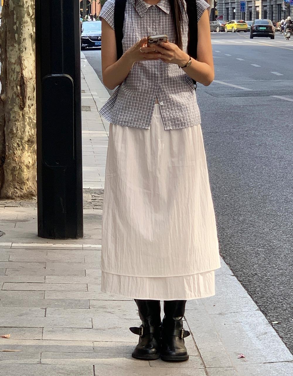 오브나인 린즈 레이어 밴딩 skirt