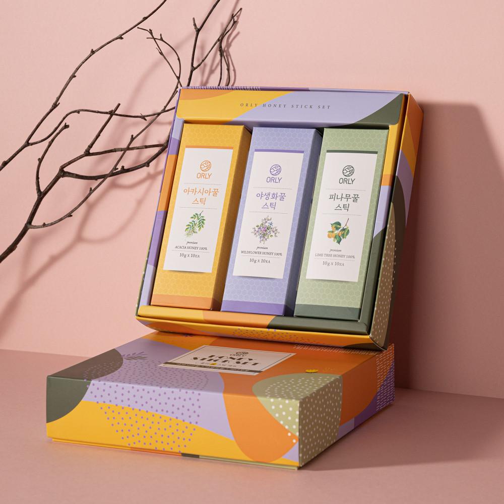 올리 꿀스틱 3종세트 1박스 천연벌꿀 토종꿀 명절 선물세트 쇼핑백