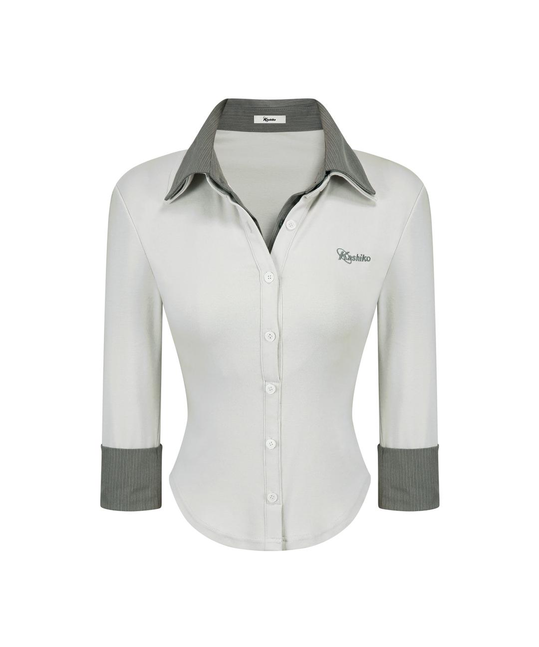 (9/26 Pre-Order) Double Collar Slim Shirts Light Gray