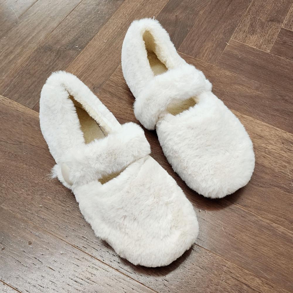 퍼메리제인 털메리제인 플랫 슈즈 아이보리 브라운 블랙